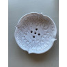 Tvålkopp keramik vit med bladmönster