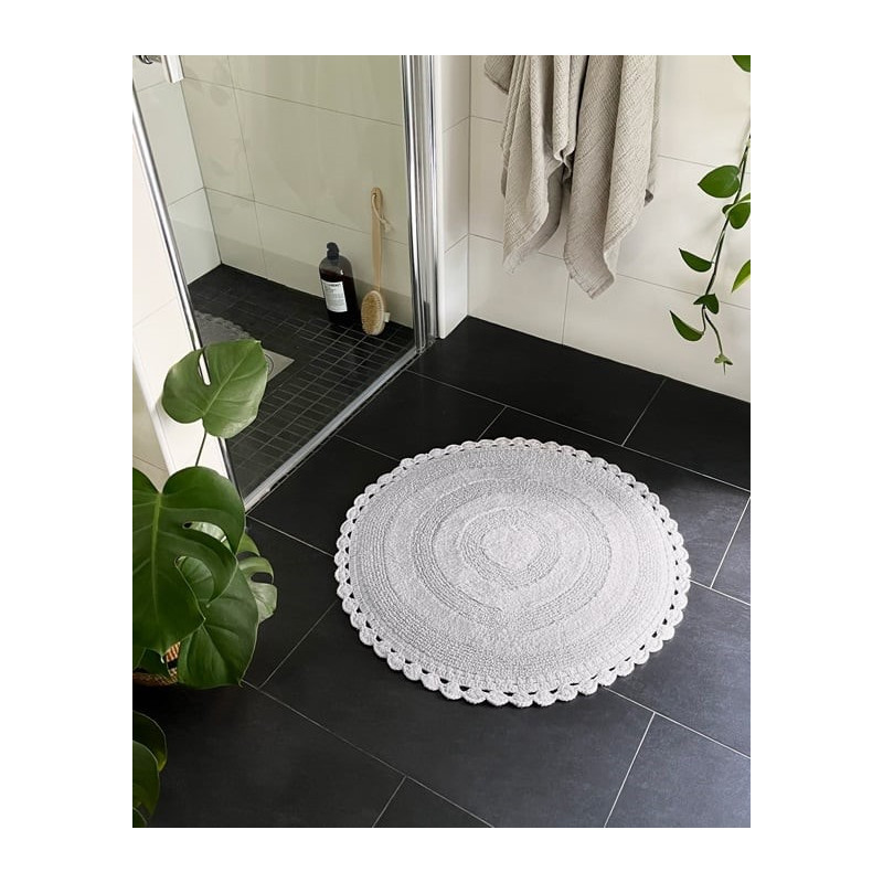 Badrumsmatta 70cm rund vit